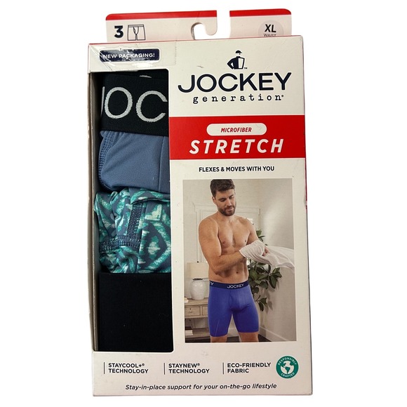 Jockey Generation XL Microfiber Stretch Boxer Briefs 3-Pack StayCool 9"Inseam - Picture 1 of 3